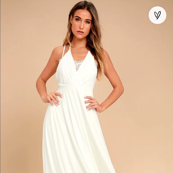 Sold Out LuLu’s Celebrate the Moment White Lace Maxi Dress Size XL - Picture 3 of 15